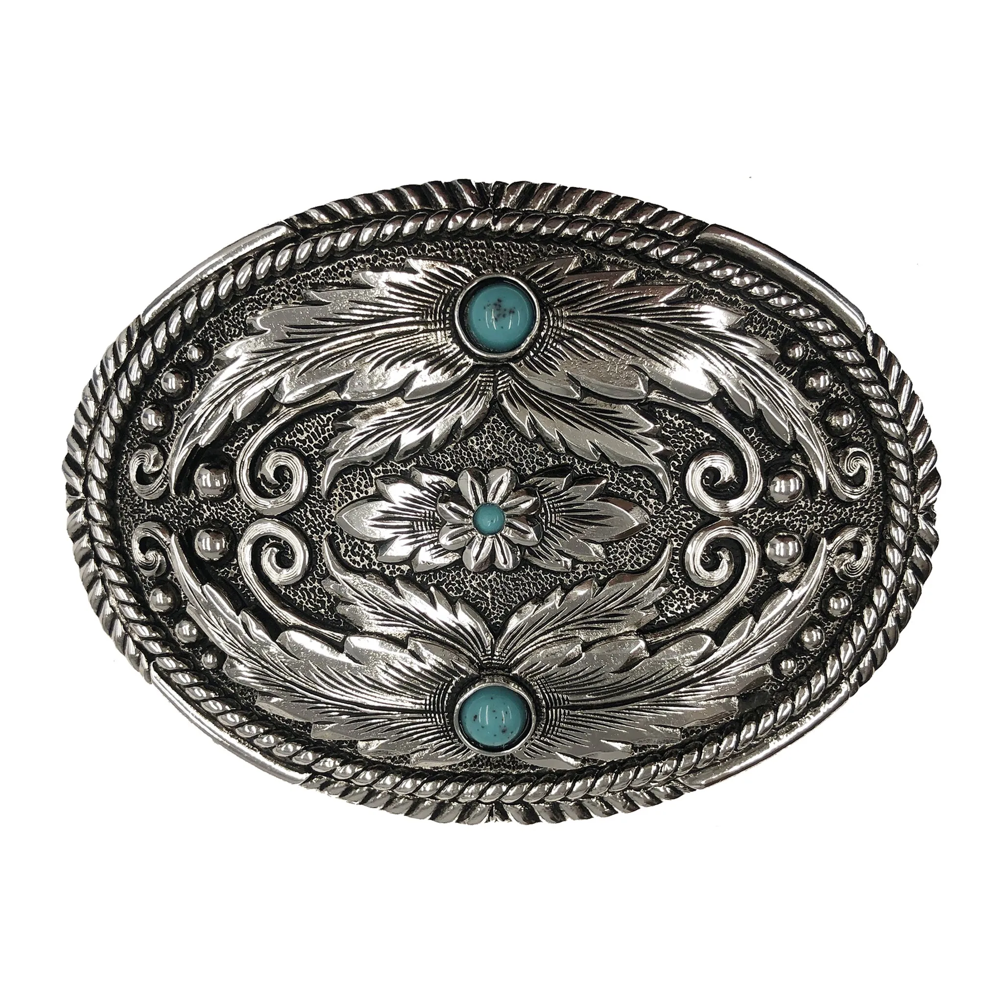 Fancy Feather Buckle with Turquoise