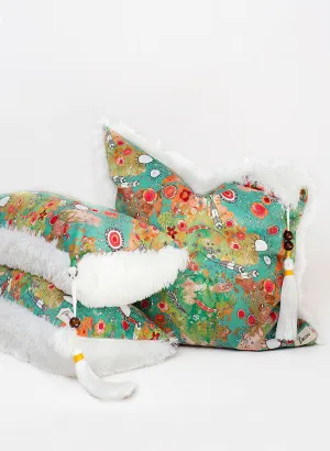 'Feathers, Flowers, Showers' shag art pillow set of 3