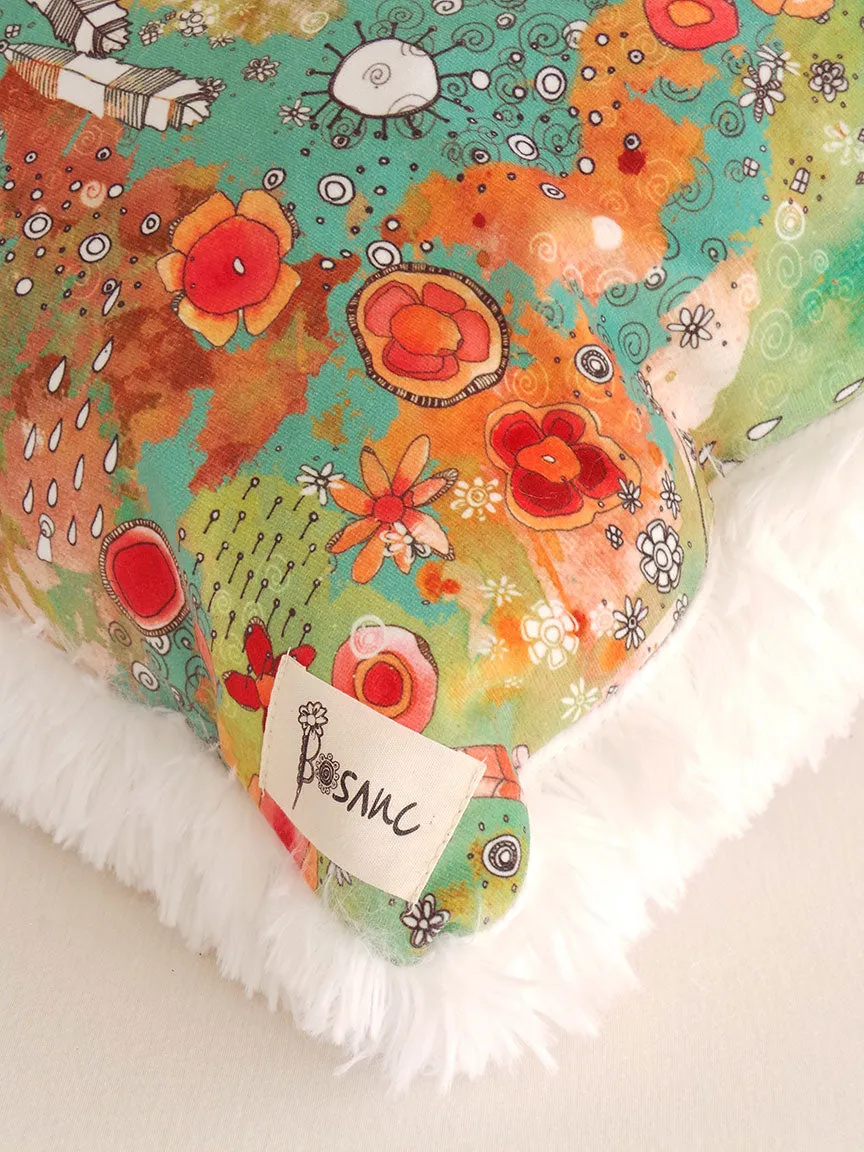 'Feathers, Flowers, Showers' shag art pillow set of 3