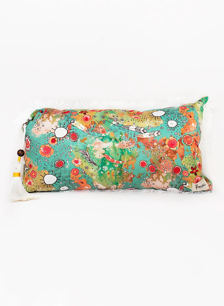 'Feathers, Flowers, Showers' shag art pillow set of 3