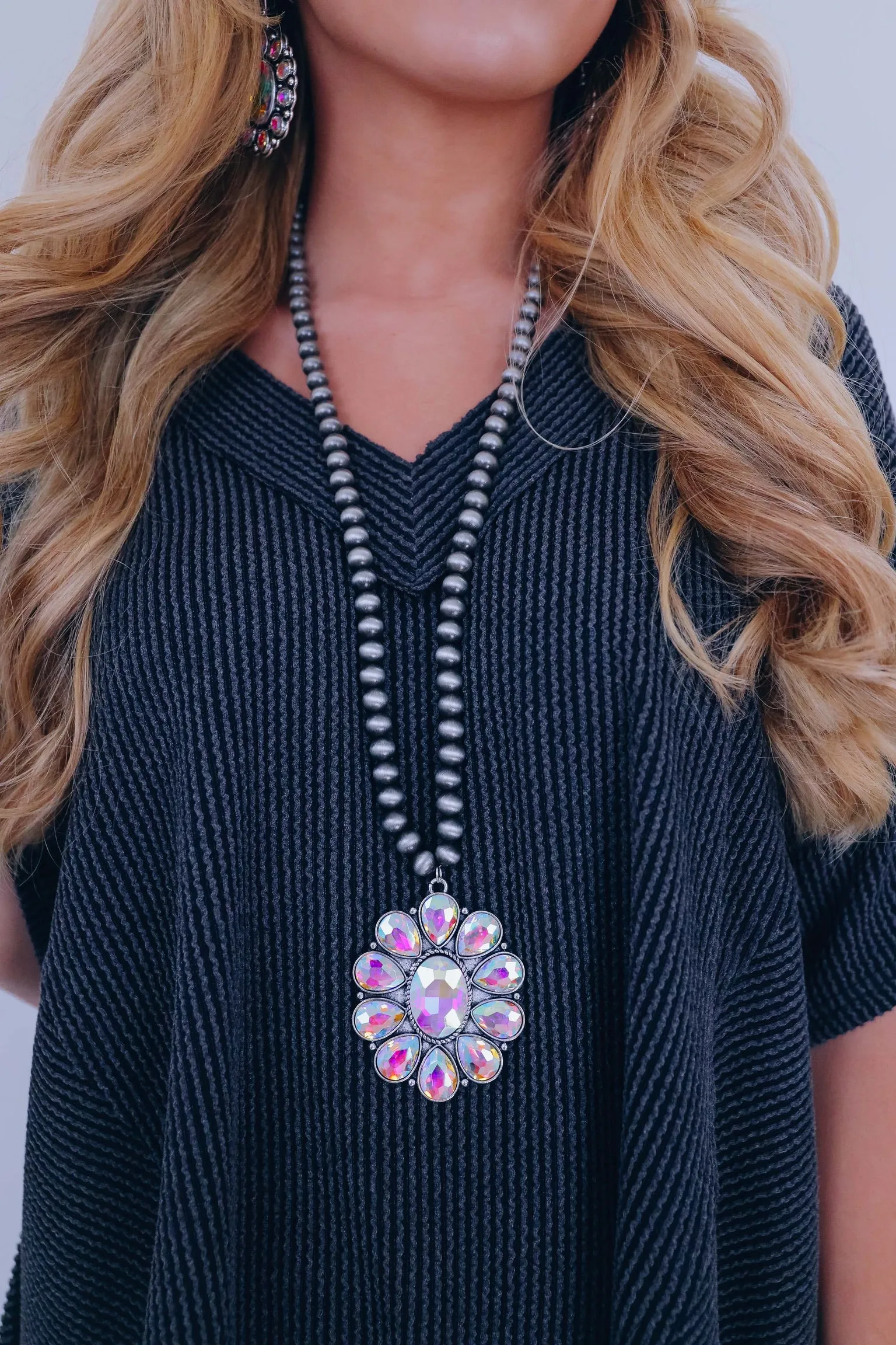 Fia Flower AB Stone Pendant Necklace