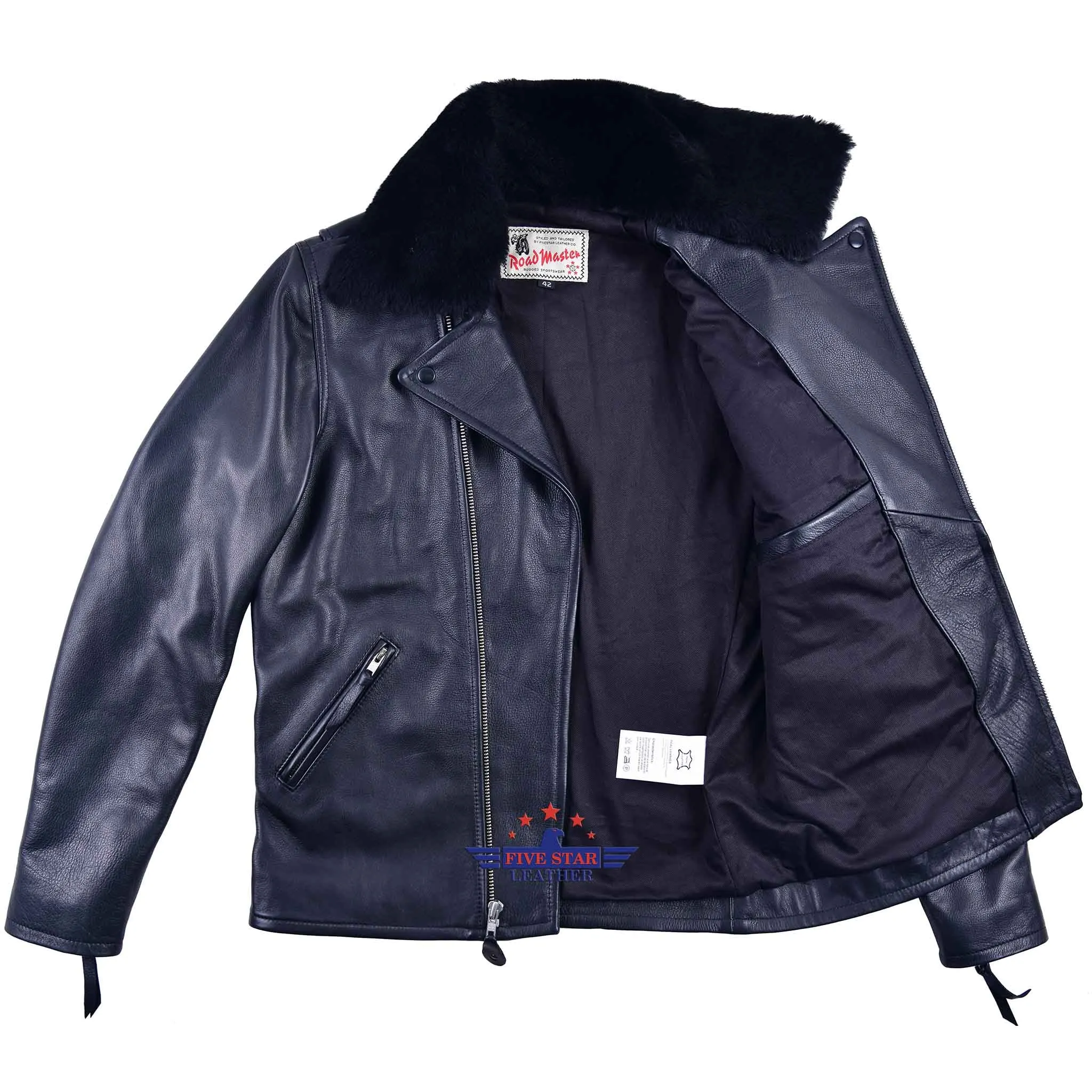FiveStar Leather Men Road Master jacket Black steer hide Leather