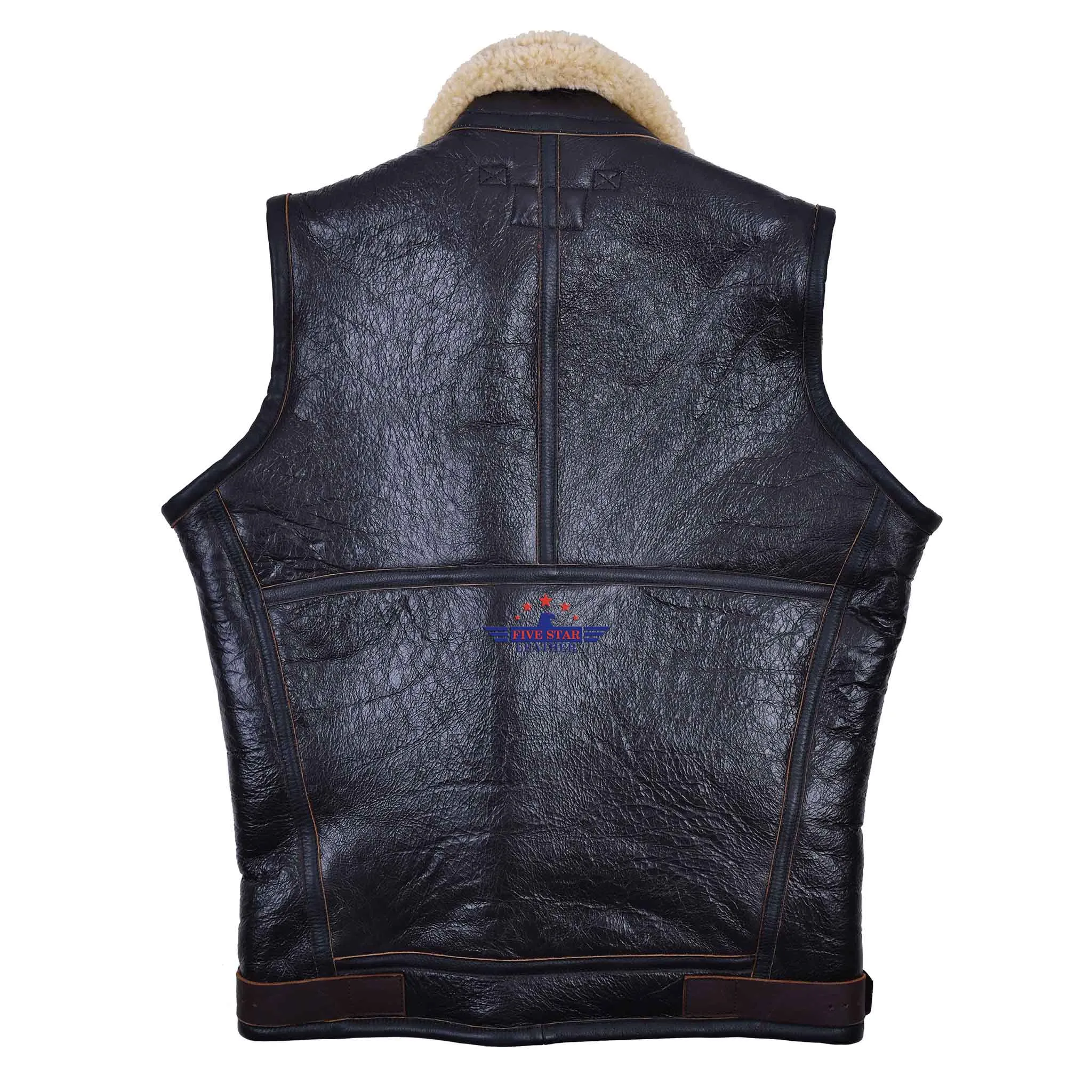 FiveStar Leather Sports Vintage B3 Vest Seal Brown sheepskin