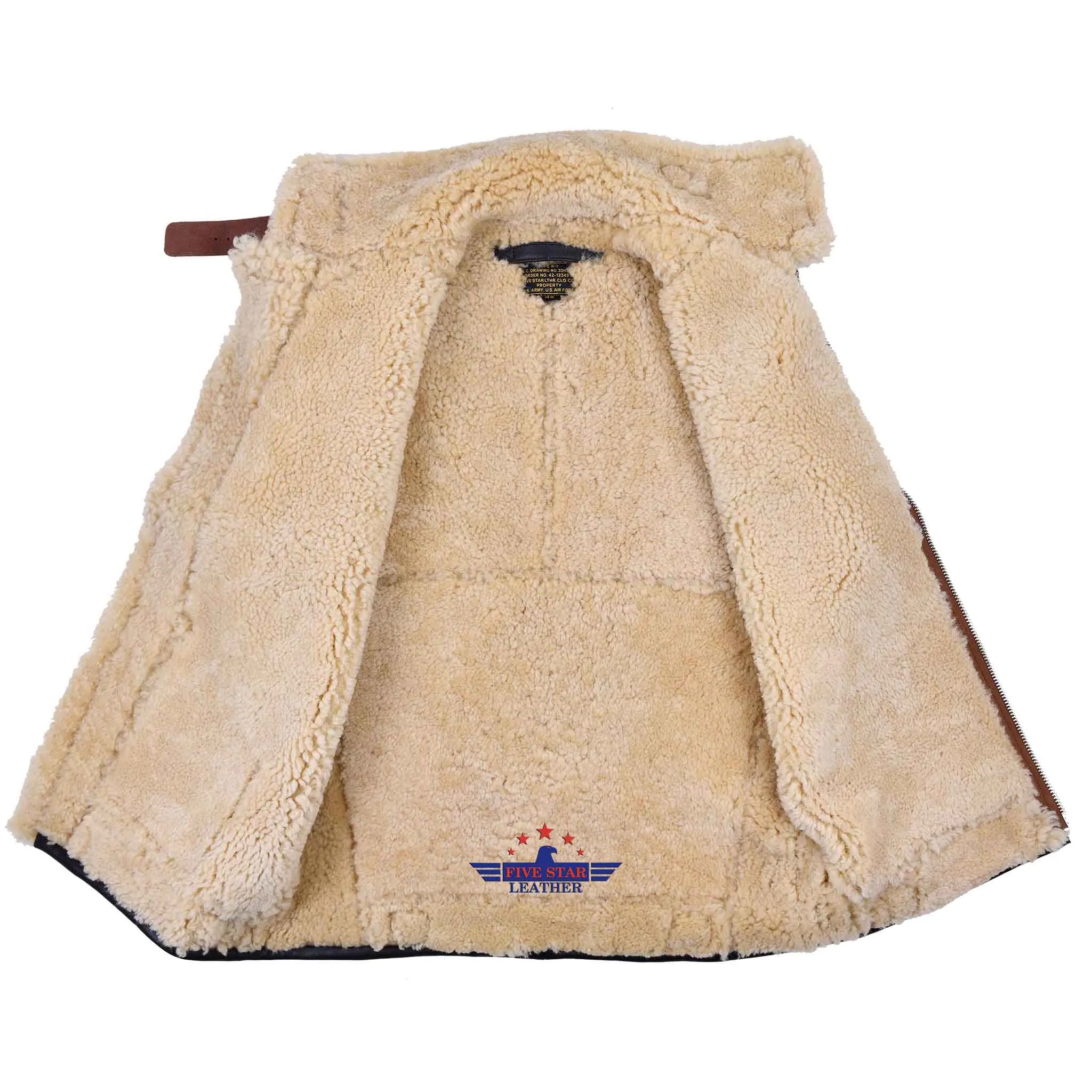FiveStar Leather Sports Vintage B3 Vest Seal Brown sheepskin