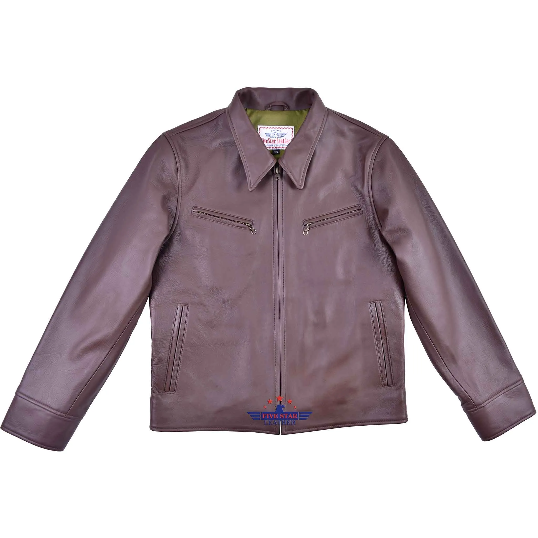 FiveStar Leather Vintage Custom 1930s Horse hide Leather Jacket Mid Brown