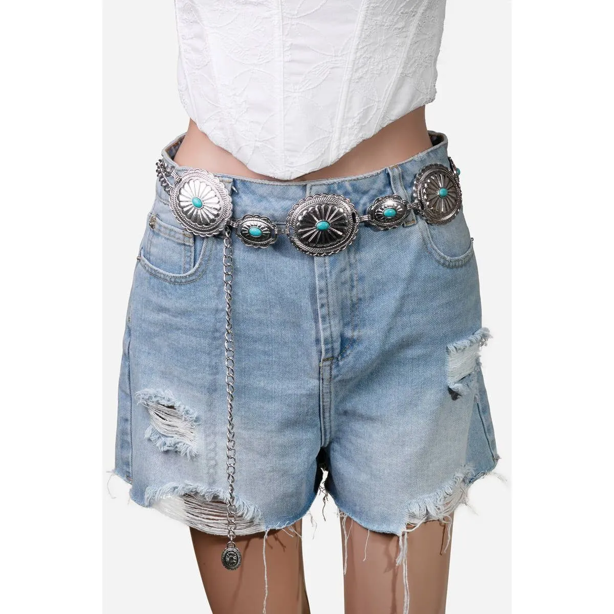 Flower Concho Disc Chain Belt