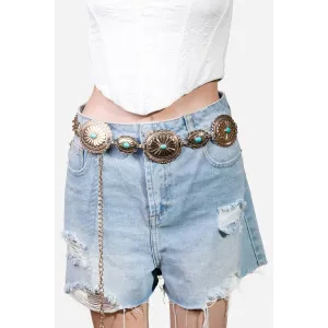 Flower Concho Disc Chain Belt