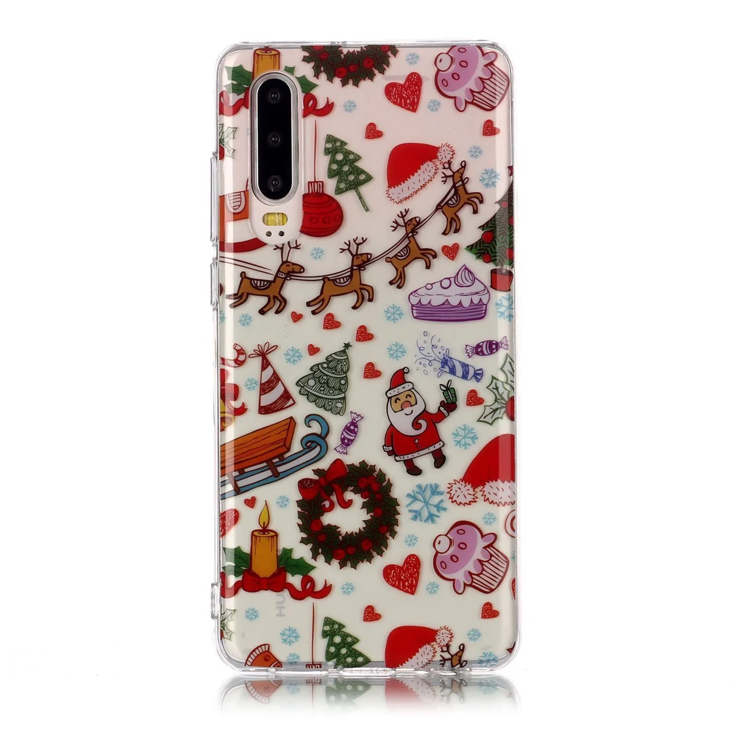 For HUAWEI P30 Christmas Phone Case Anti-fall Protective Shell Super Soft TPU Smartphone Cover Birthday Gift