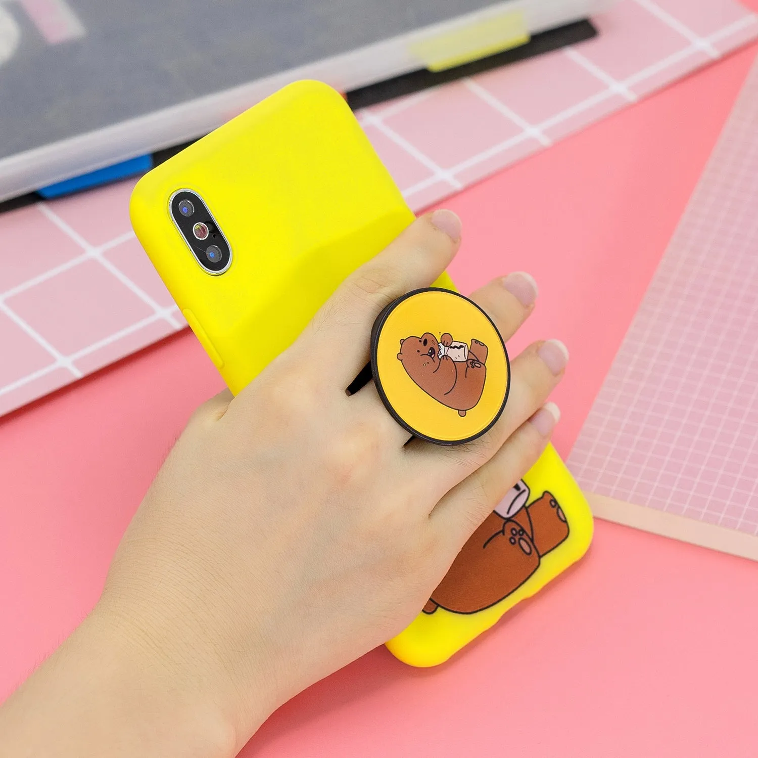 For HUAWEI Y7 2019 Flexible Stand Holder Case Soft TPU Full Cover Case Phone Cover Cute Phone Case 8