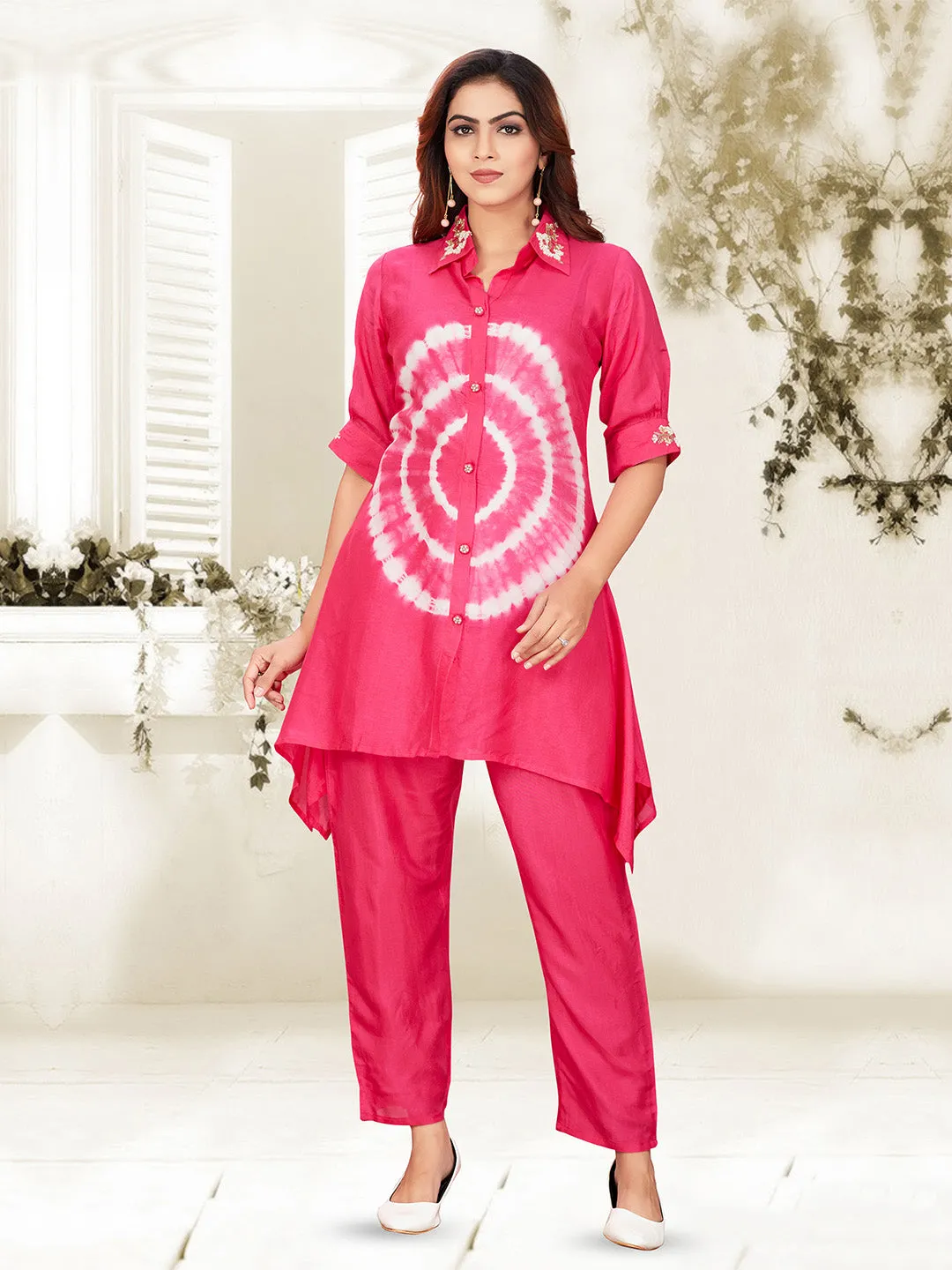 Front Printed Elegant A-Cut Co-ord Set
