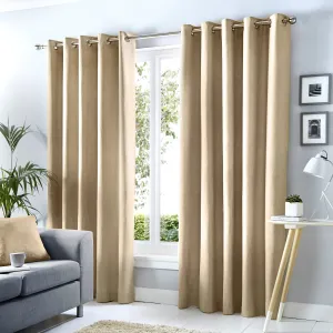 Fusion Cannes Eyelet Blackout Curtains - Natural