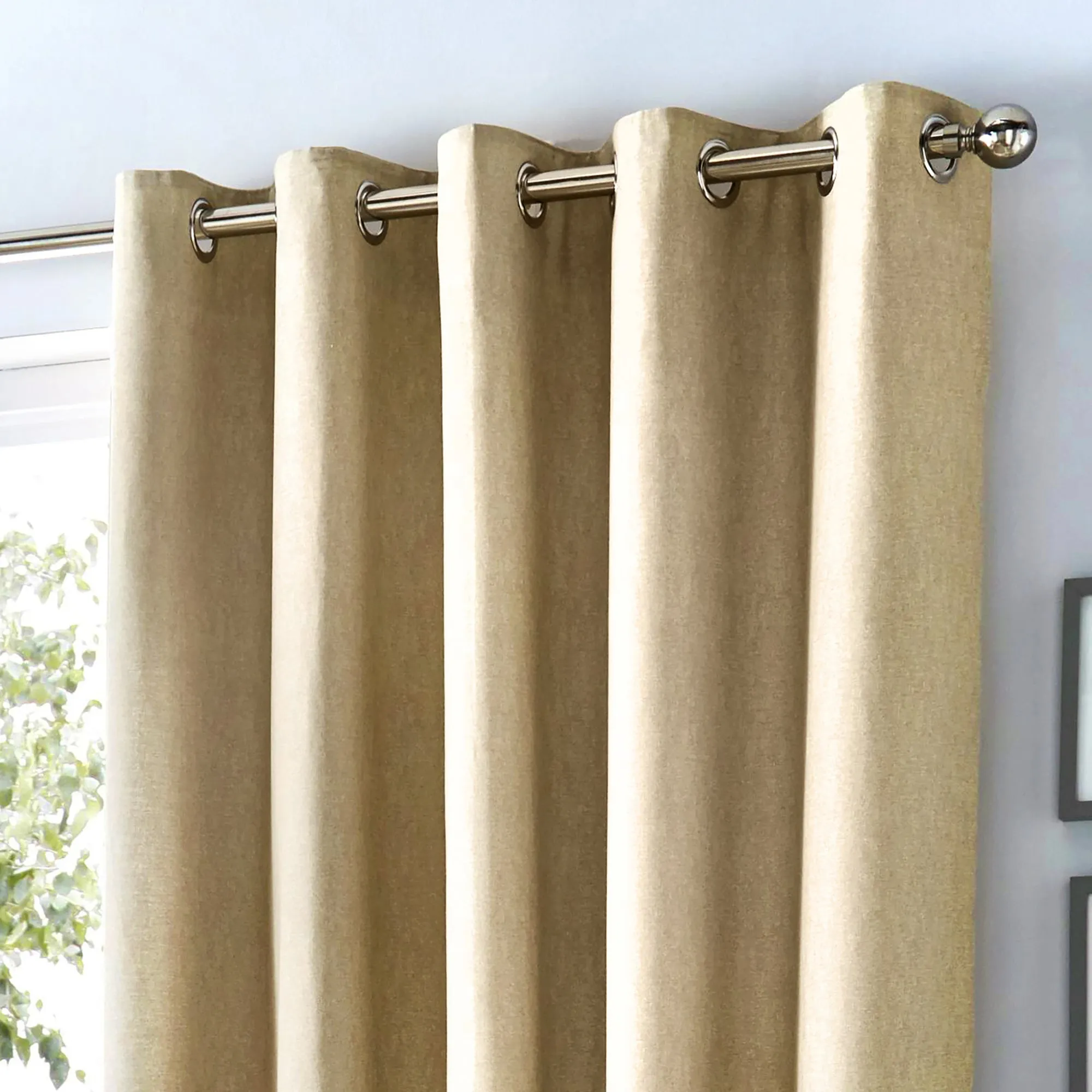 Fusion Cannes Eyelet Blackout Curtains - Natural