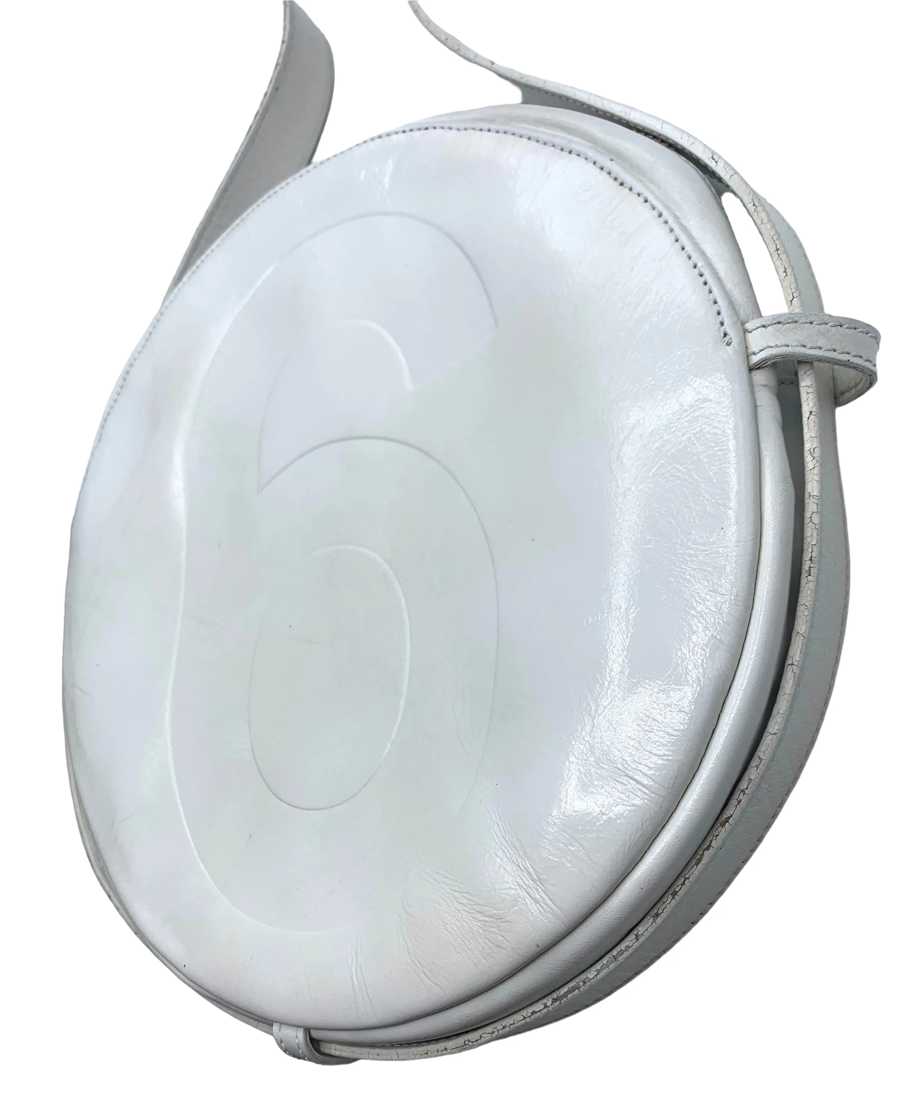 Galliano for Maison Margiela 2020 Round White Leather Cross Body Purse