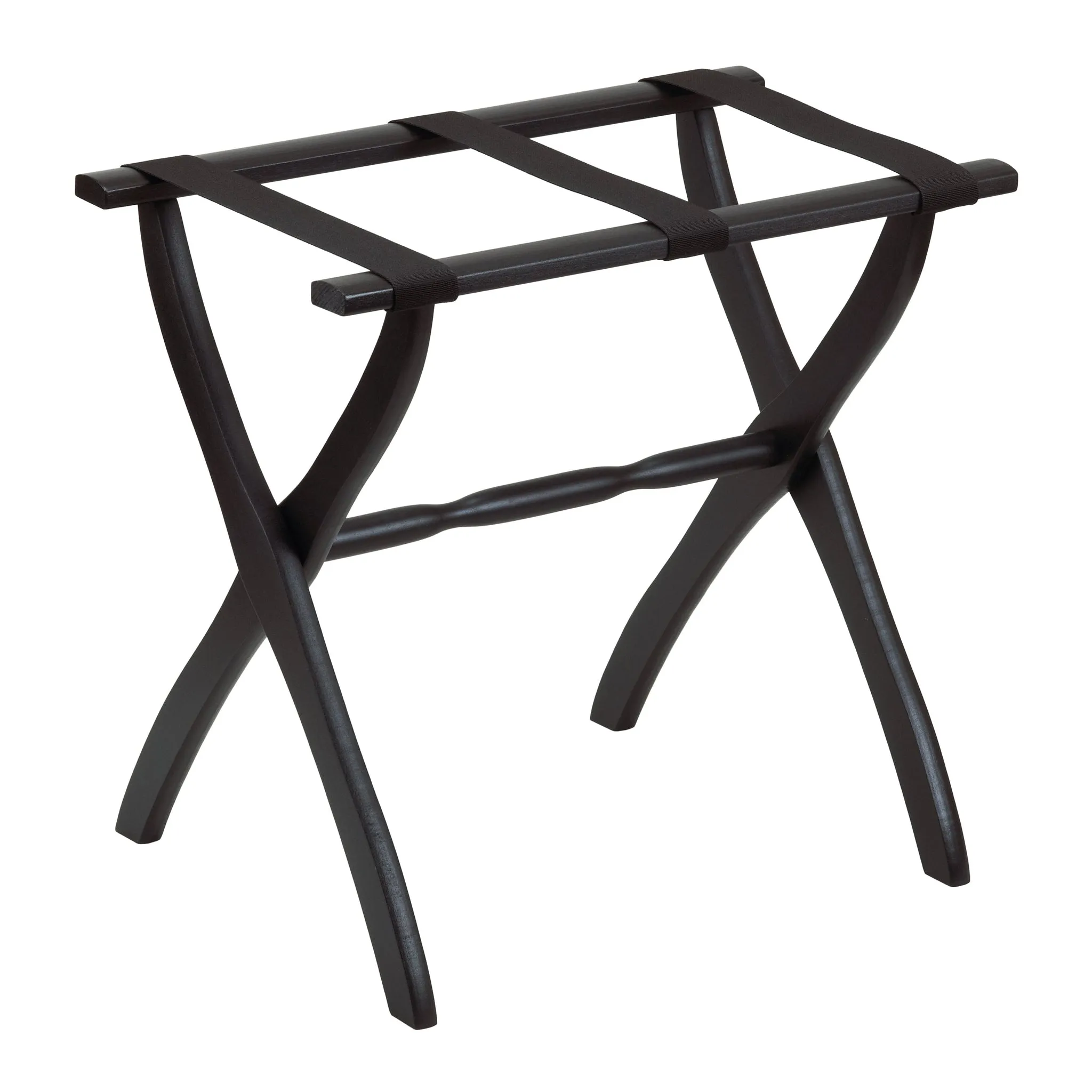 Gatehouse Furniture Luggage Rack - Contour Wood Leg with 3 Nylon Straps
