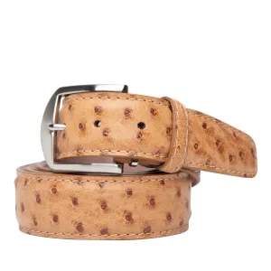 Genuine Ostrich Custom Belt in Antique Saddle