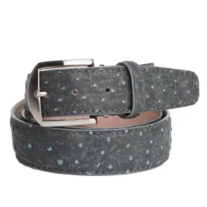 Genuine Ostrich Custom Belt in London Fog