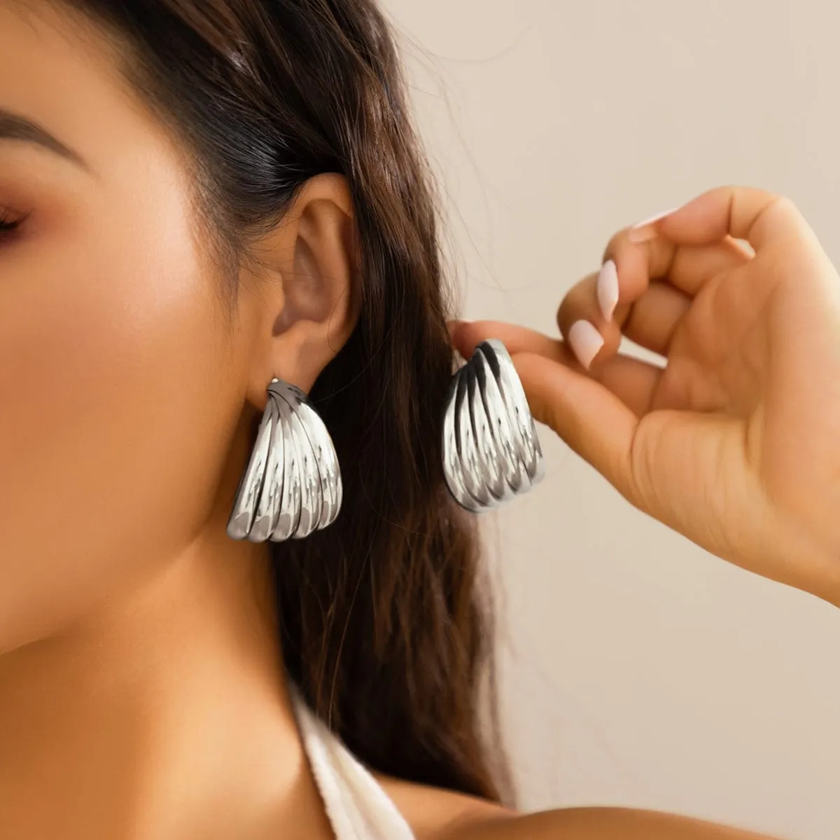 Geometric Abstract Pattern Hoop Earrings