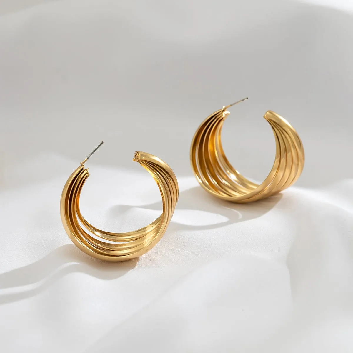 Geometric Abstract Pattern Hoop Earrings