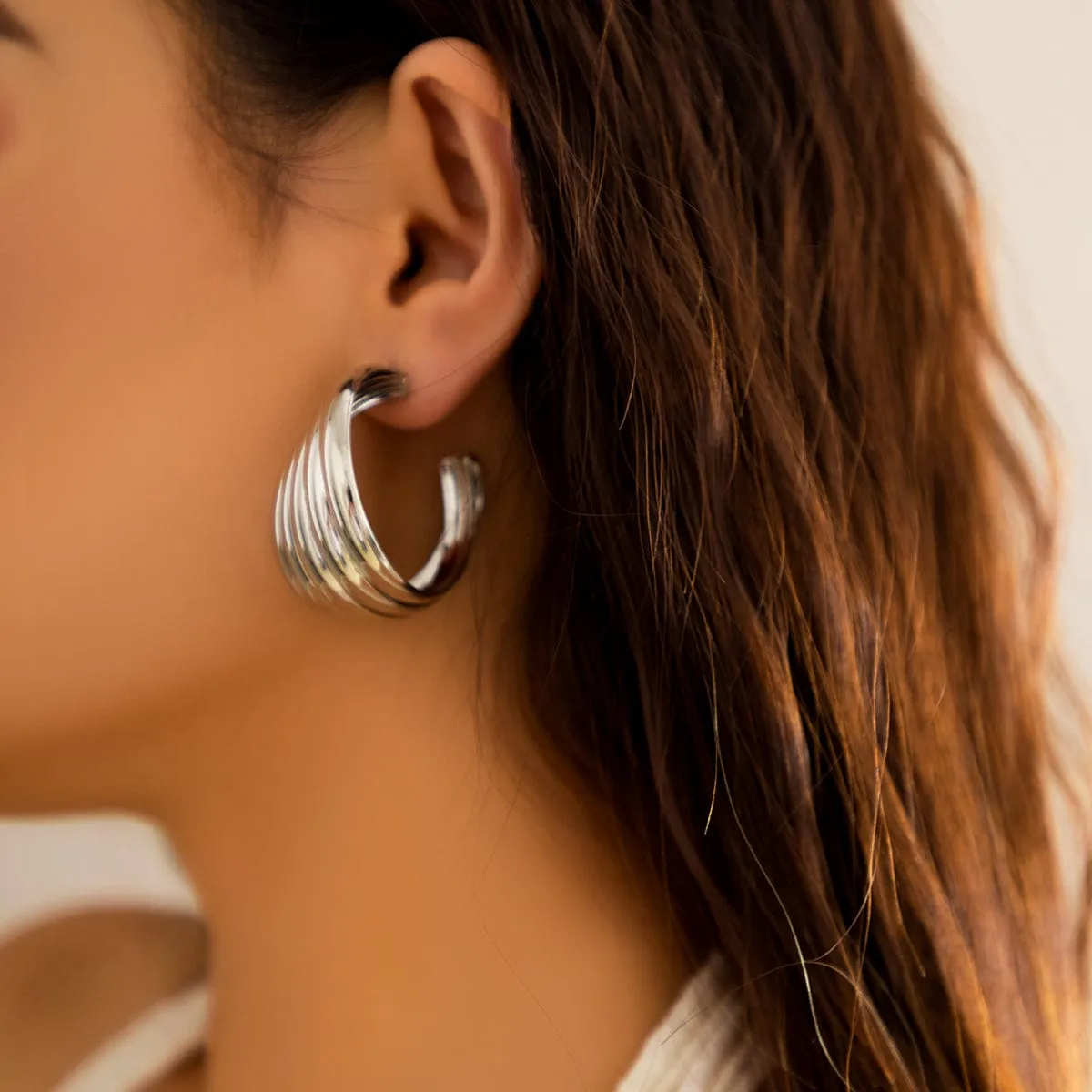 Geometric Abstract Pattern Hoop Earrings