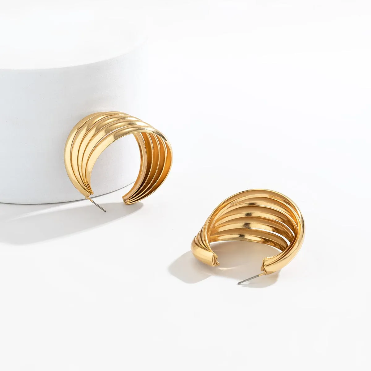 Geometric Abstract Pattern Hoop Earrings