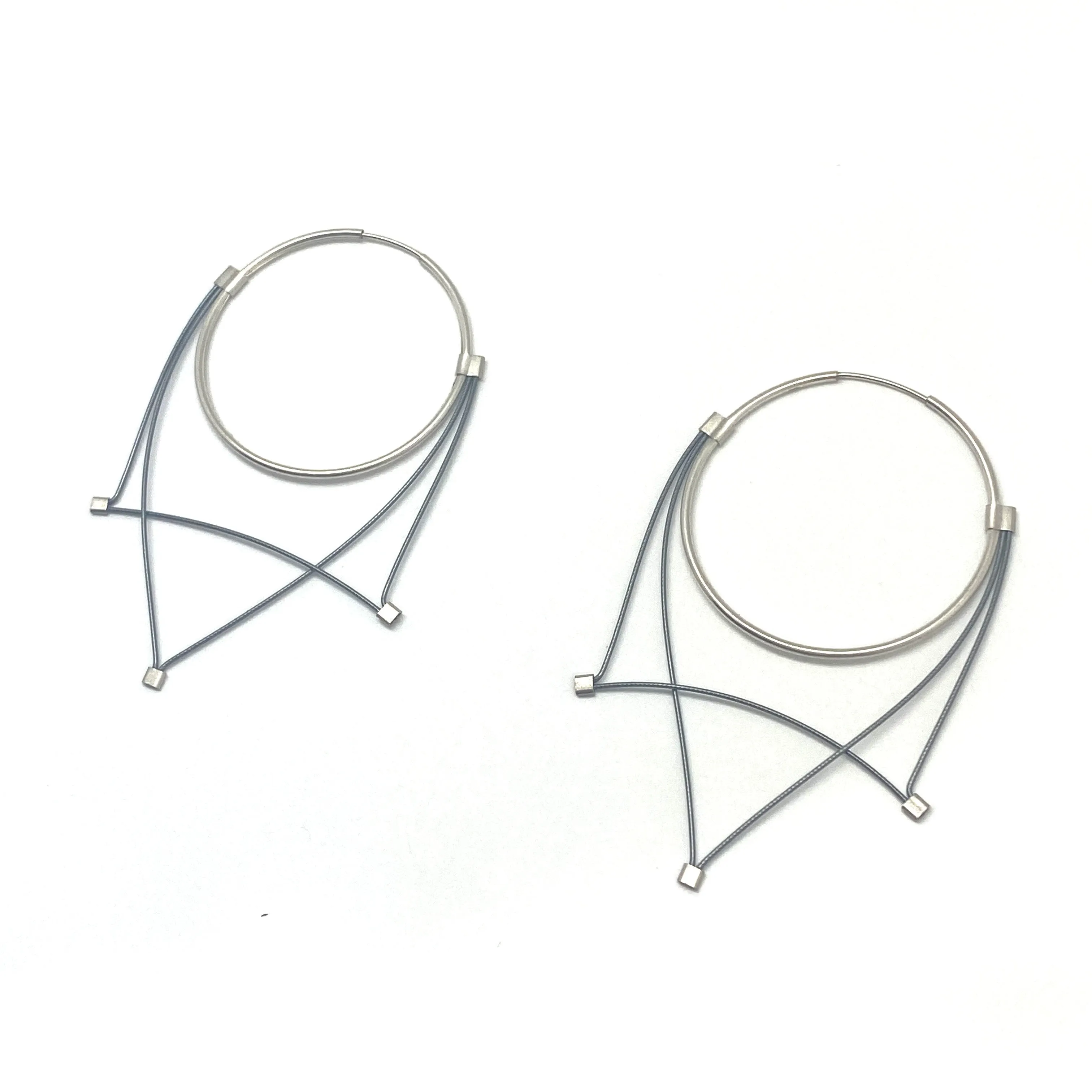 Geometric Gunmetal Hoop Earrings