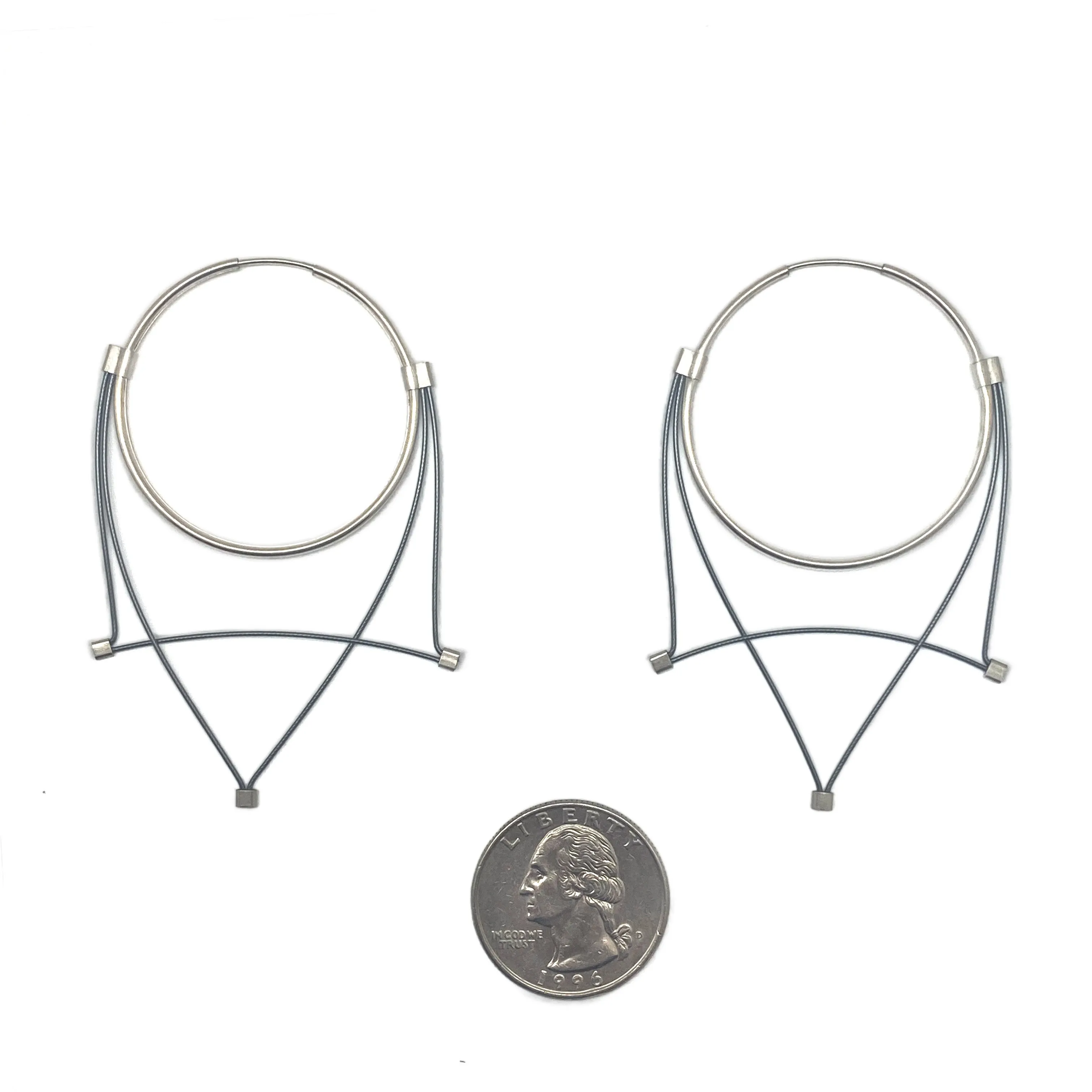 Geometric Gunmetal Hoop Earrings