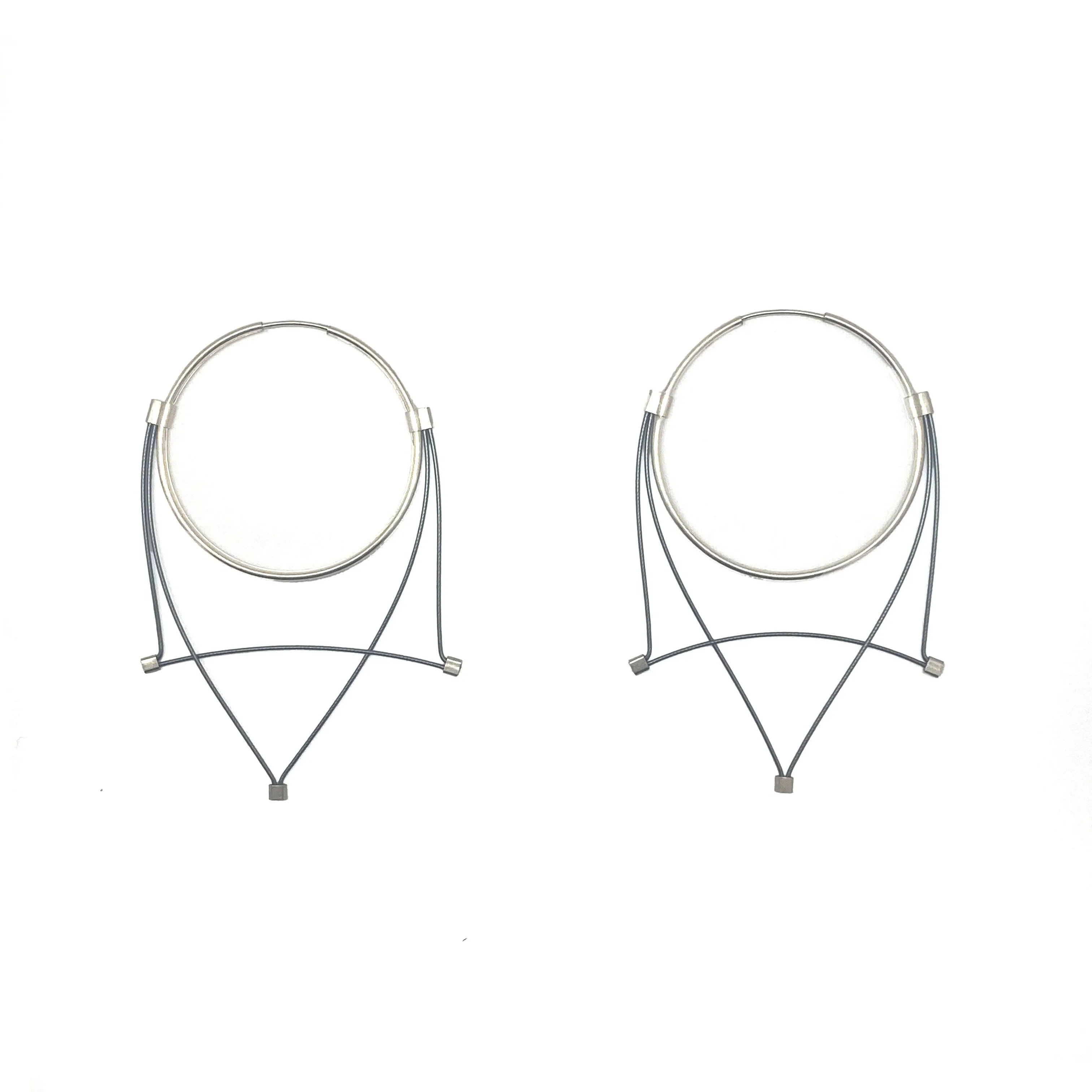 Geometric Gunmetal Hoop Earrings