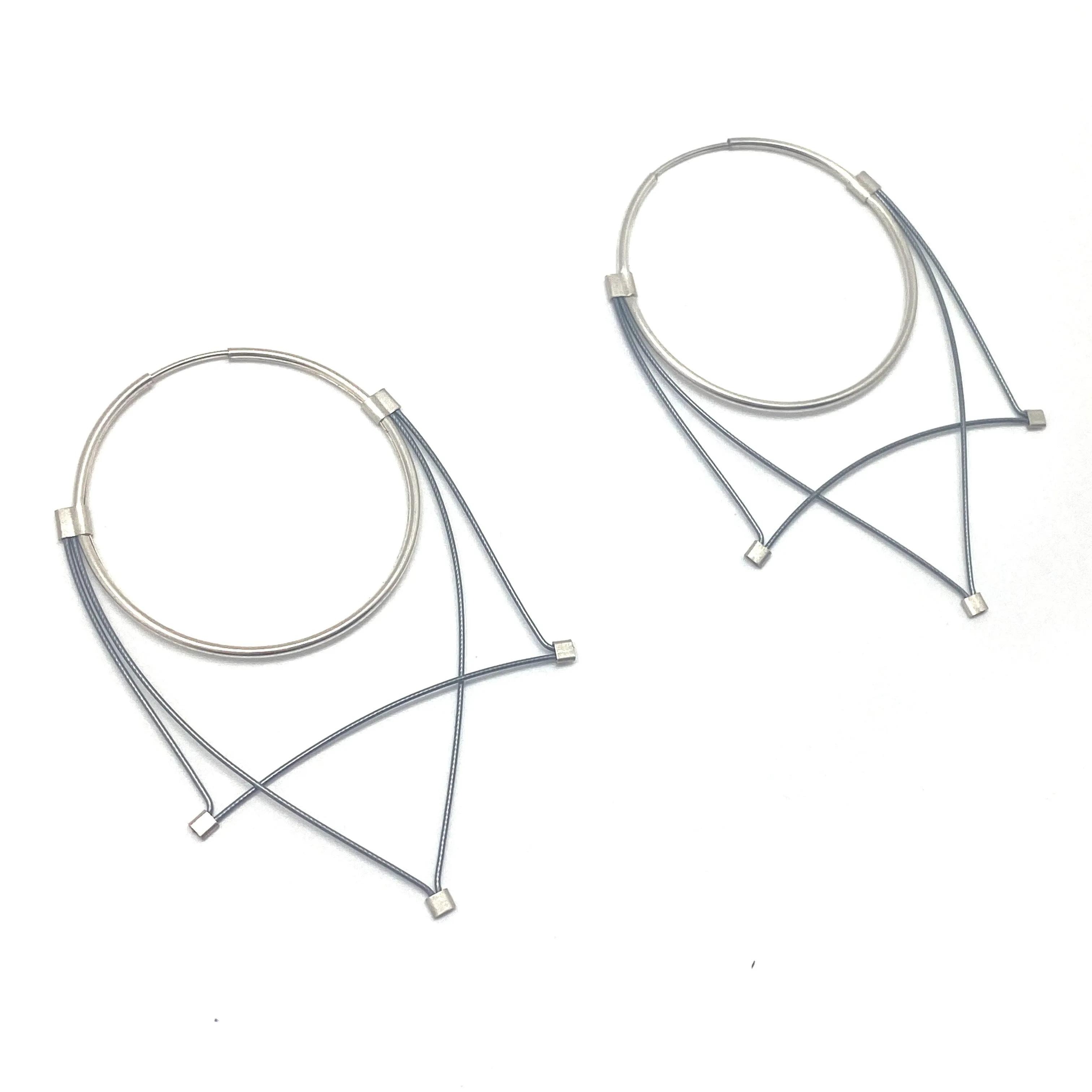 Geometric Gunmetal Hoop Earrings