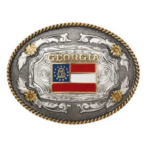 Georgia Flag — Oval Rope Edge Buckle