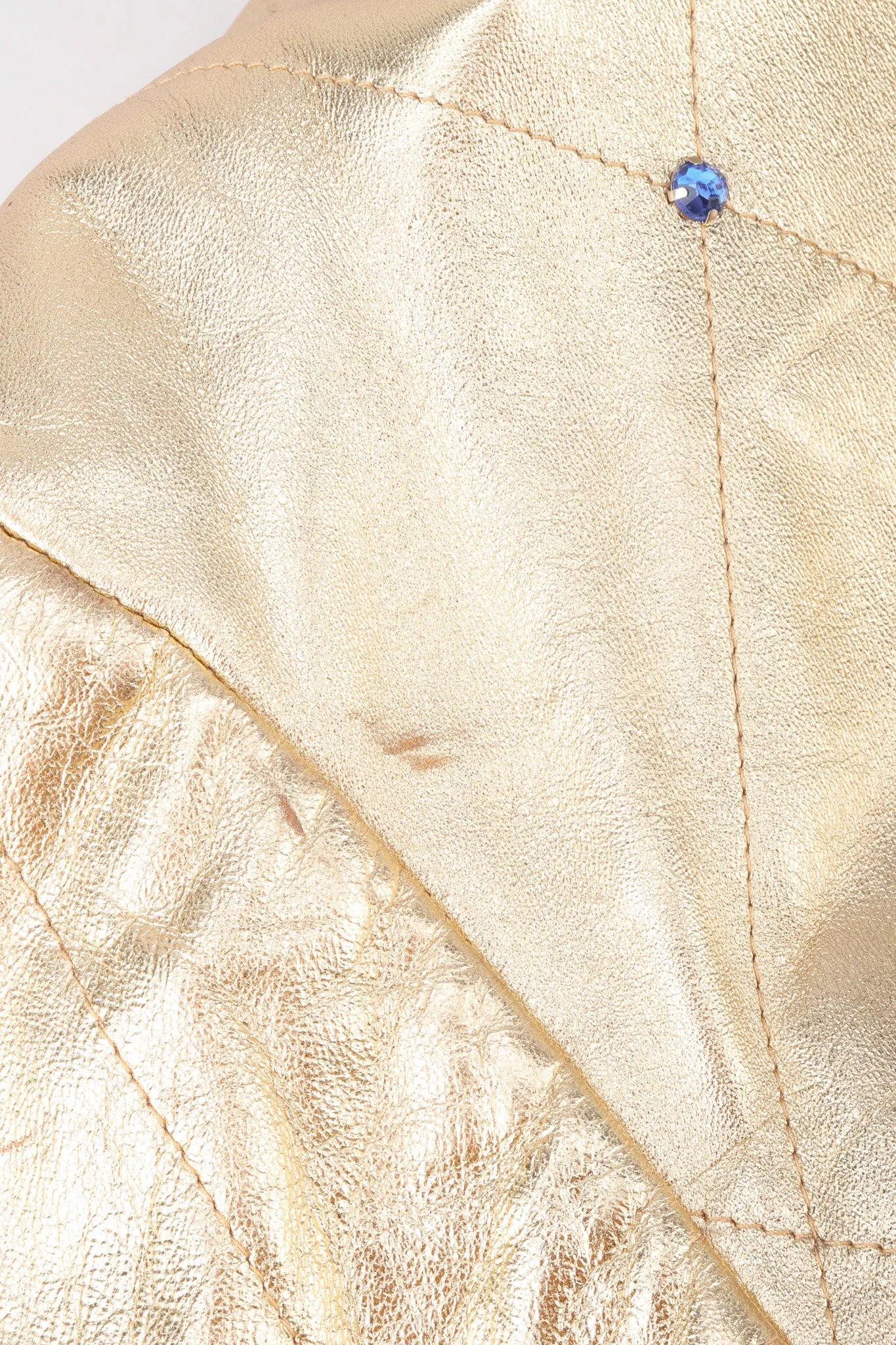 Gold Leather Bomber Jacket