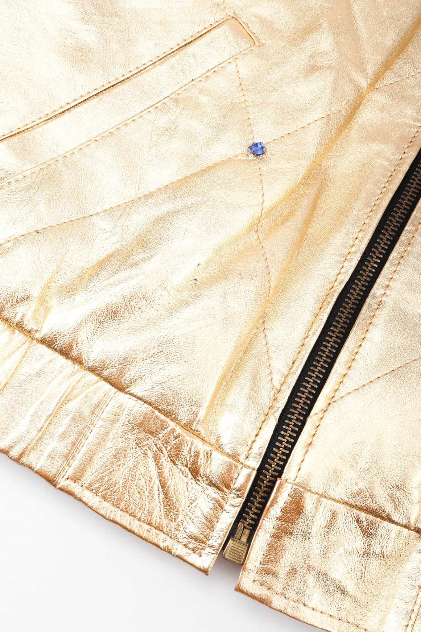 Gold Leather Bomber Jacket