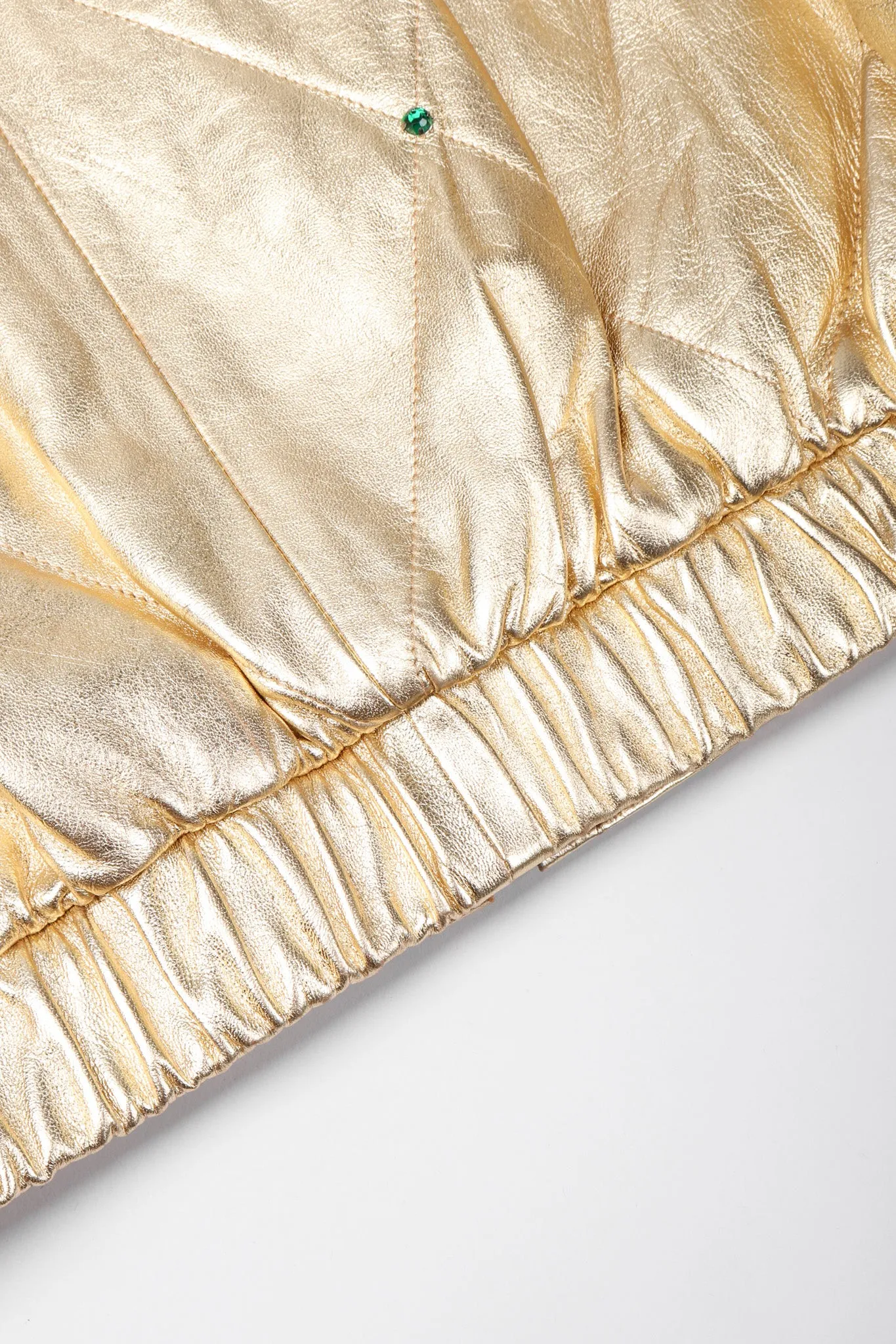 Gold Leather Bomber Jacket