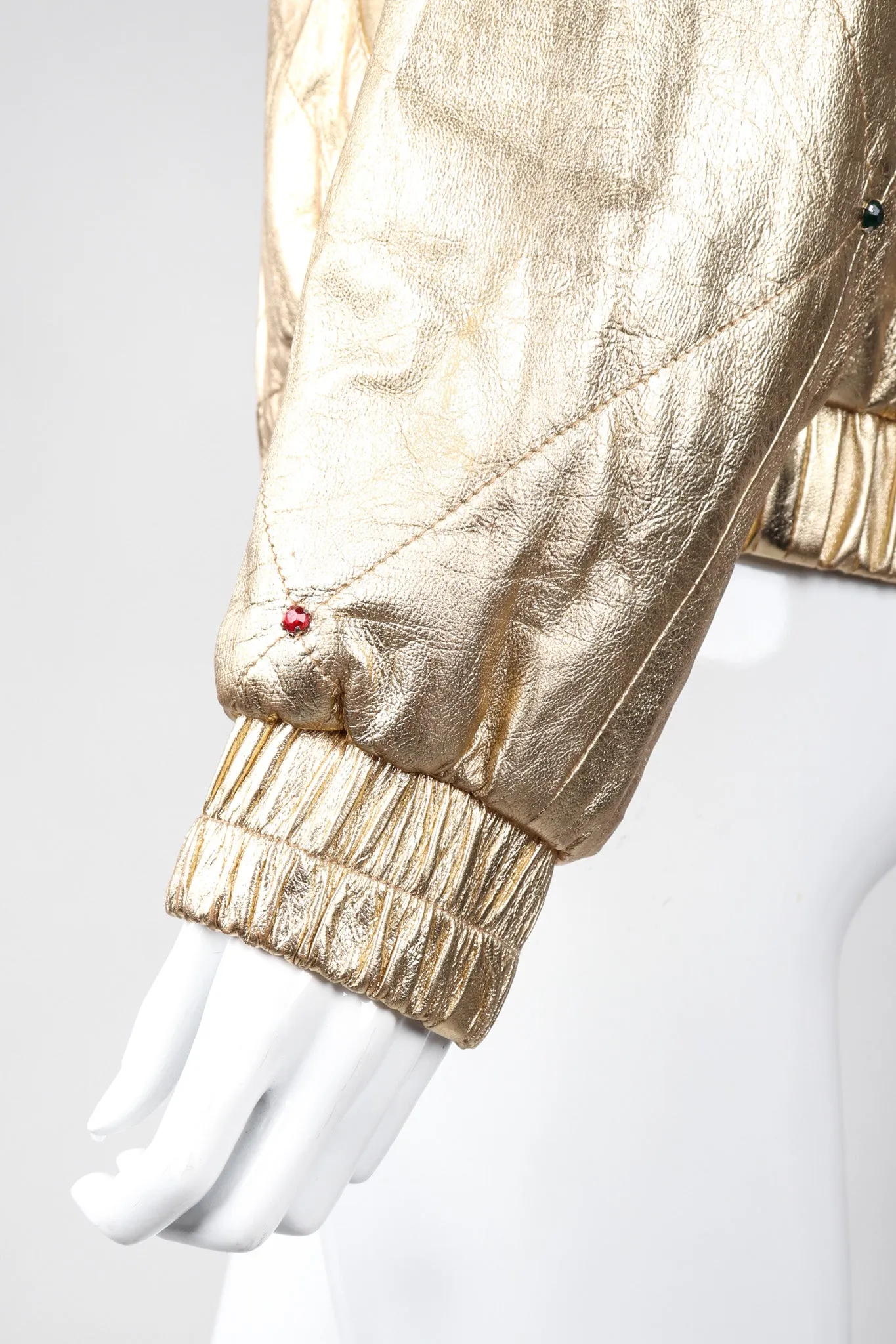 Gold Leather Bomber Jacket
