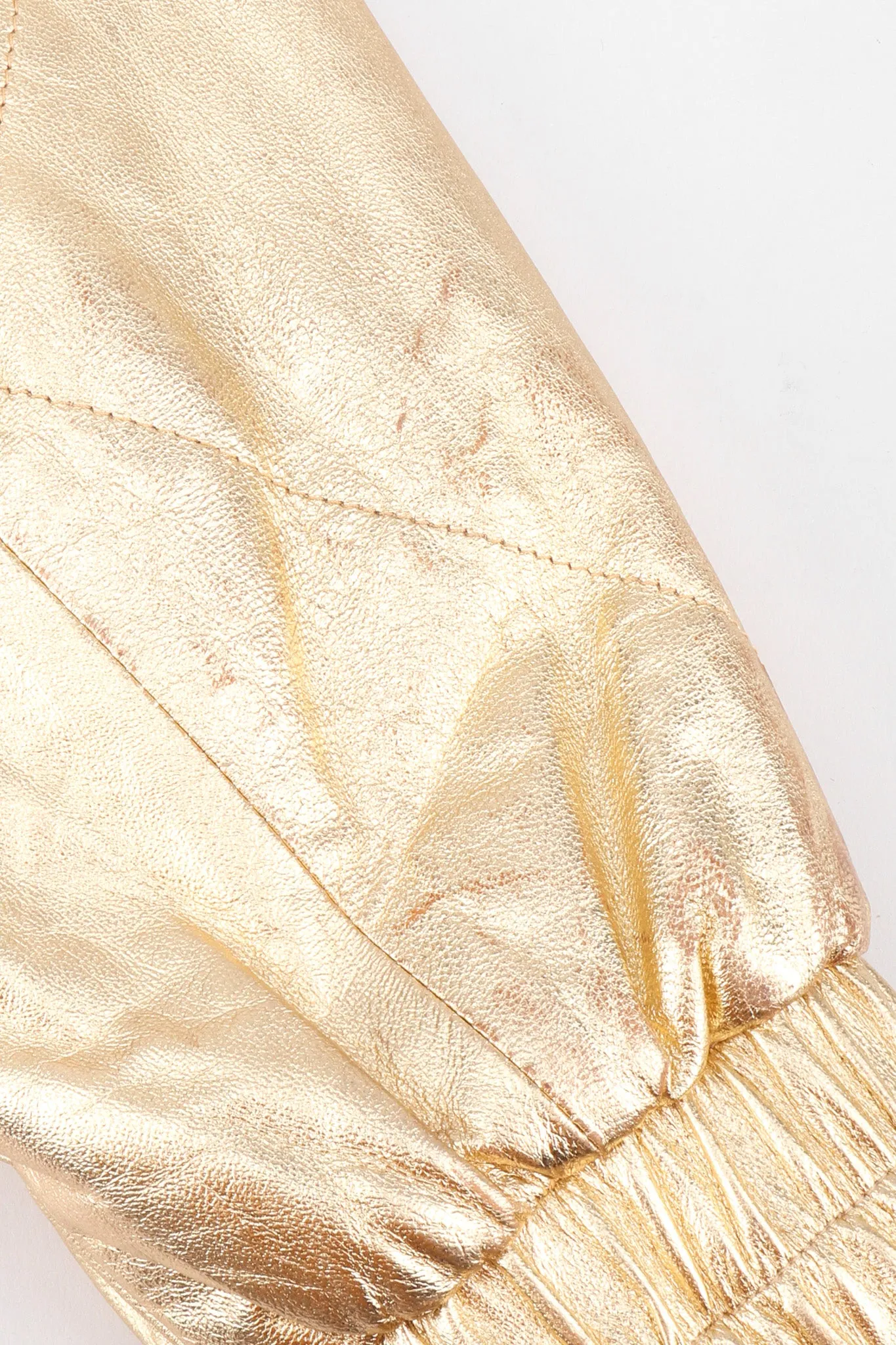 Gold Leather Bomber Jacket