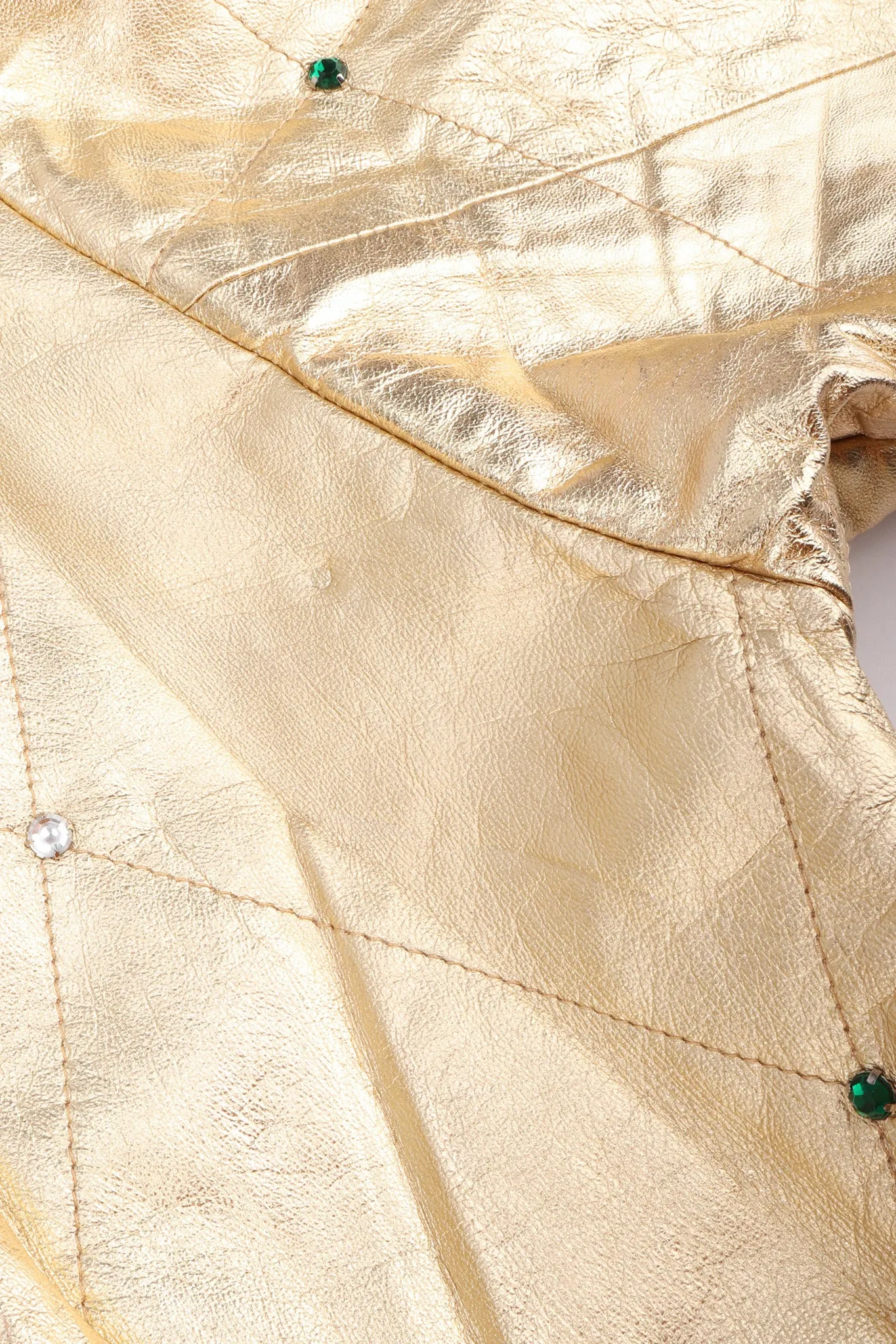 Gold Leather Bomber Jacket