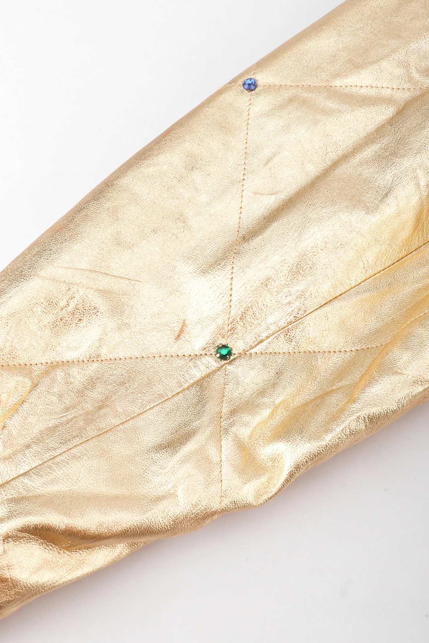 Gold Leather Bomber Jacket