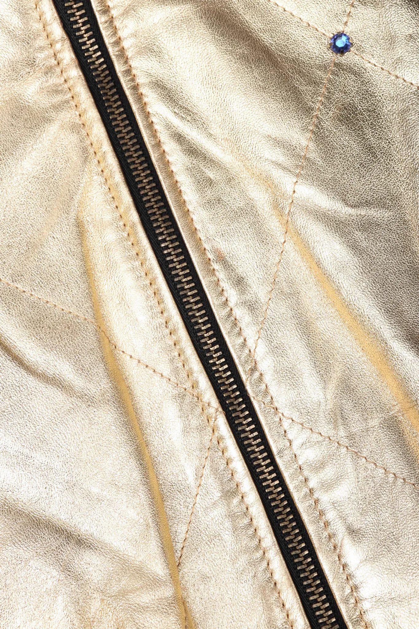 Gold Leather Bomber Jacket