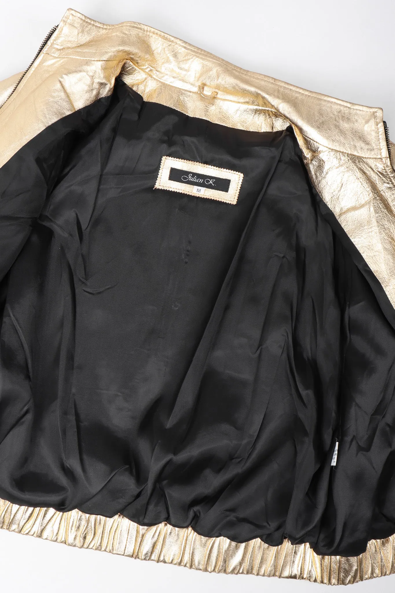 Gold Leather Bomber Jacket