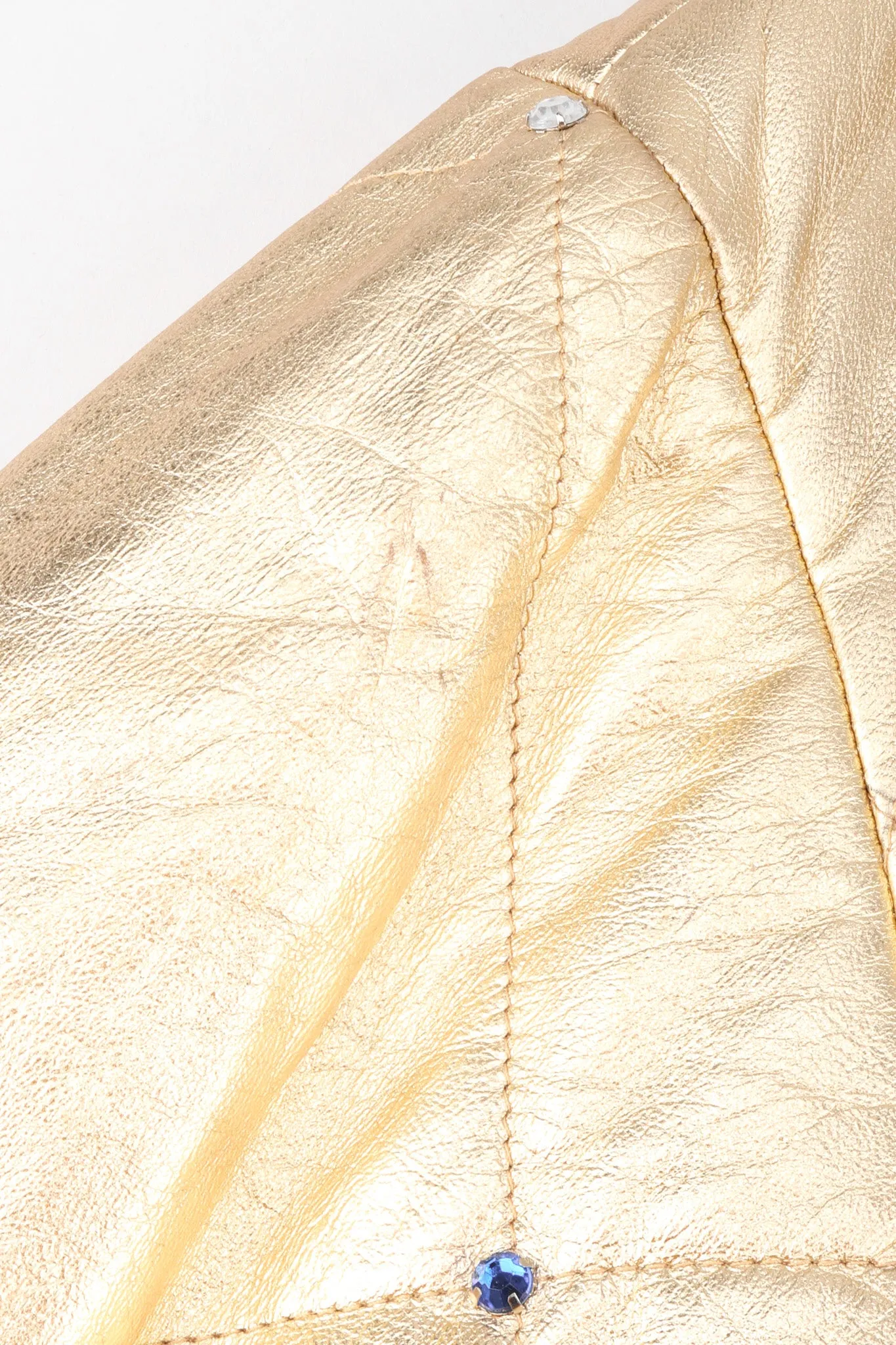 Gold Leather Bomber Jacket