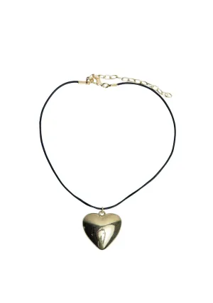 Gold Puff Heart Necklace