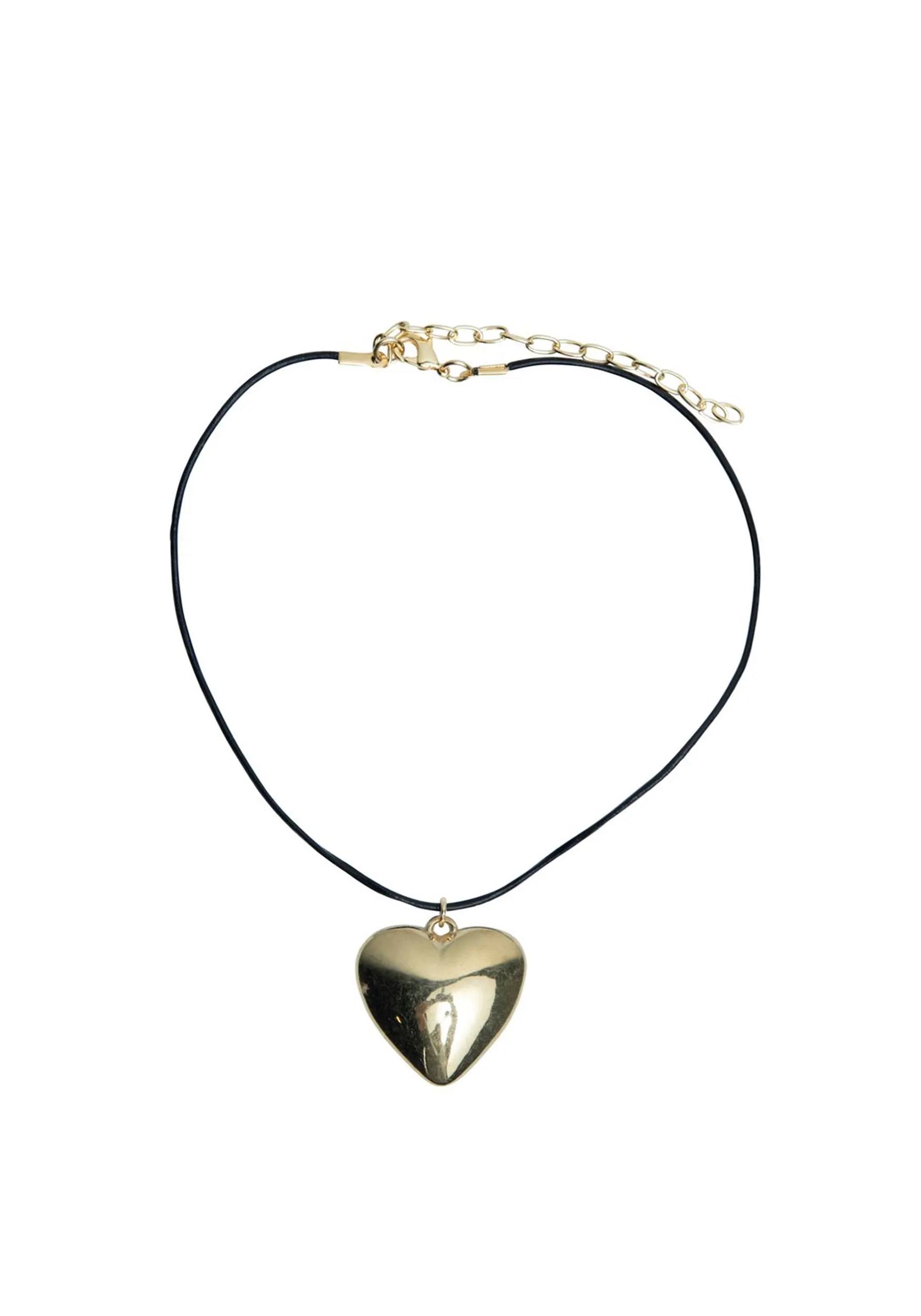 Gold Puff Heart Necklace