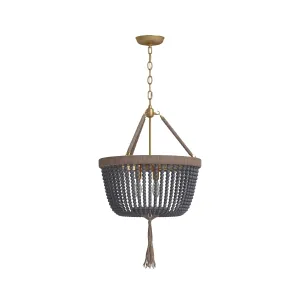 Gray Boho Beaded Chandelier Pendant - 3 Light
