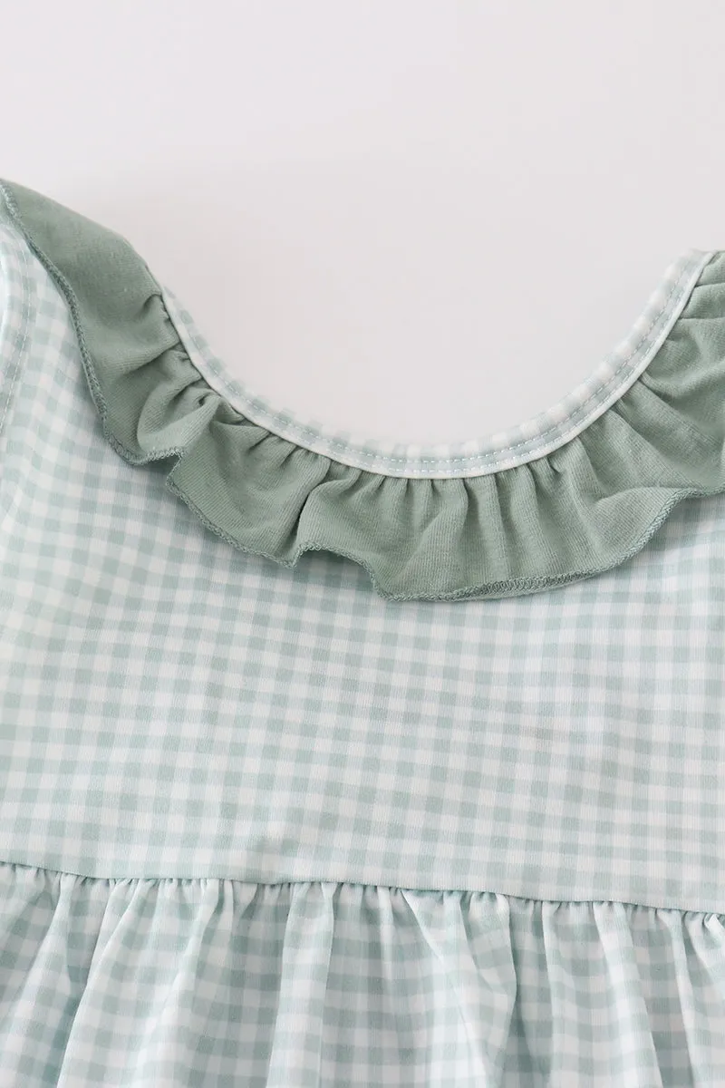 Green Gingham Girl Ruffle Set