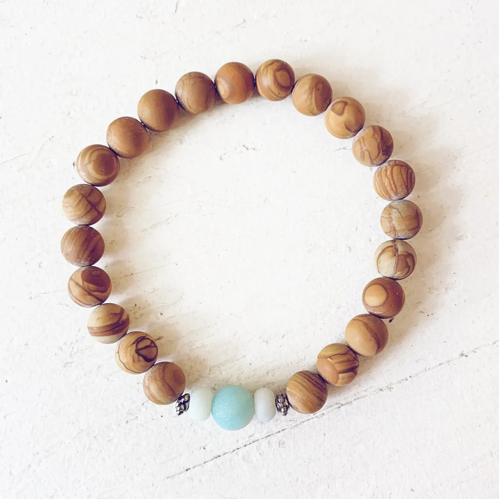 growth // amazonite and wood jasper beaded mala bracelet