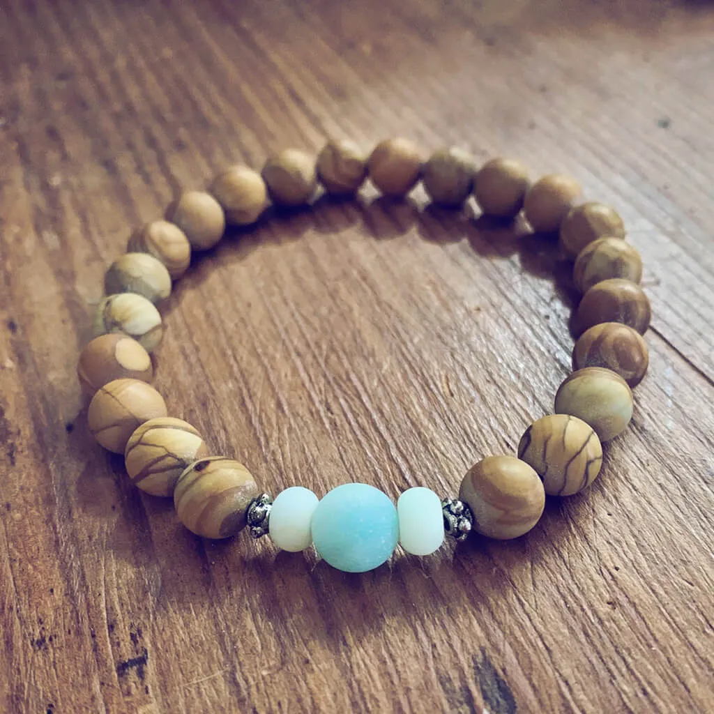 growth // amazonite and wood jasper beaded mala bracelet