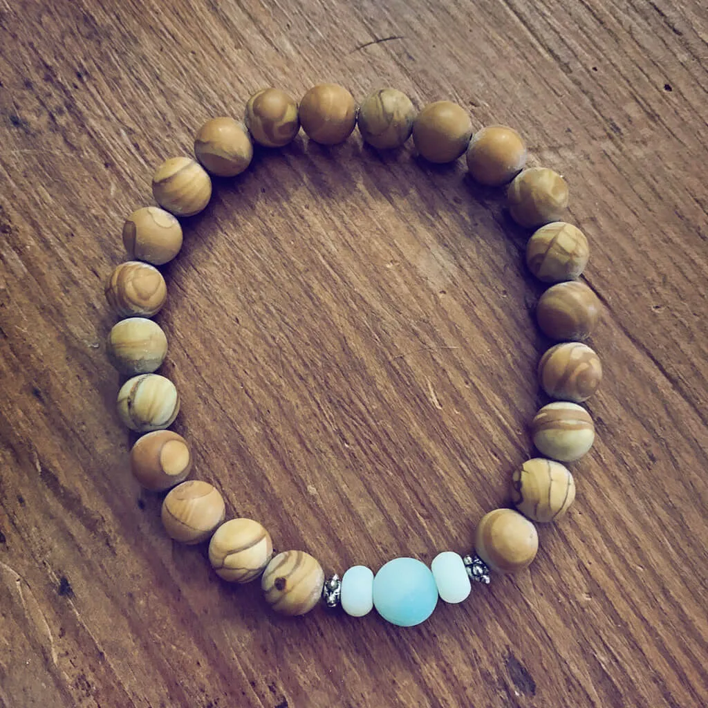 growth // amazonite and wood jasper beaded mala bracelet