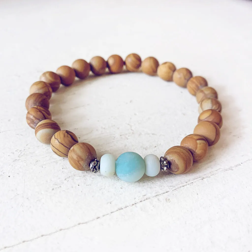 growth // amazonite and wood jasper beaded mala bracelet
