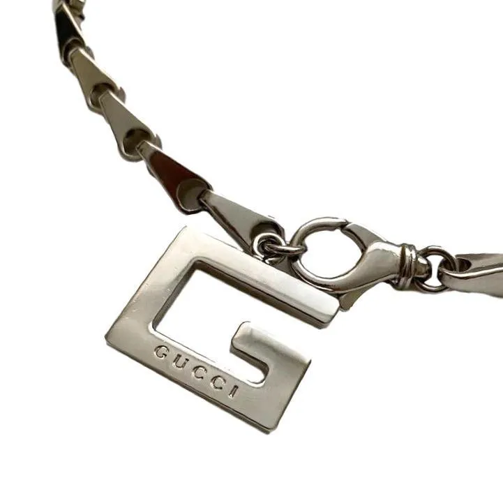 Gucci Silver Logo Chain Belt