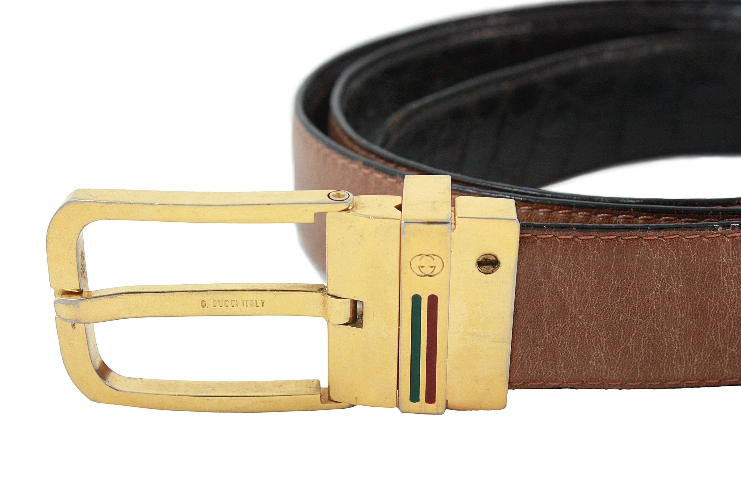 GUCCI Vintage Black & Brown Reversible Alligator Belt