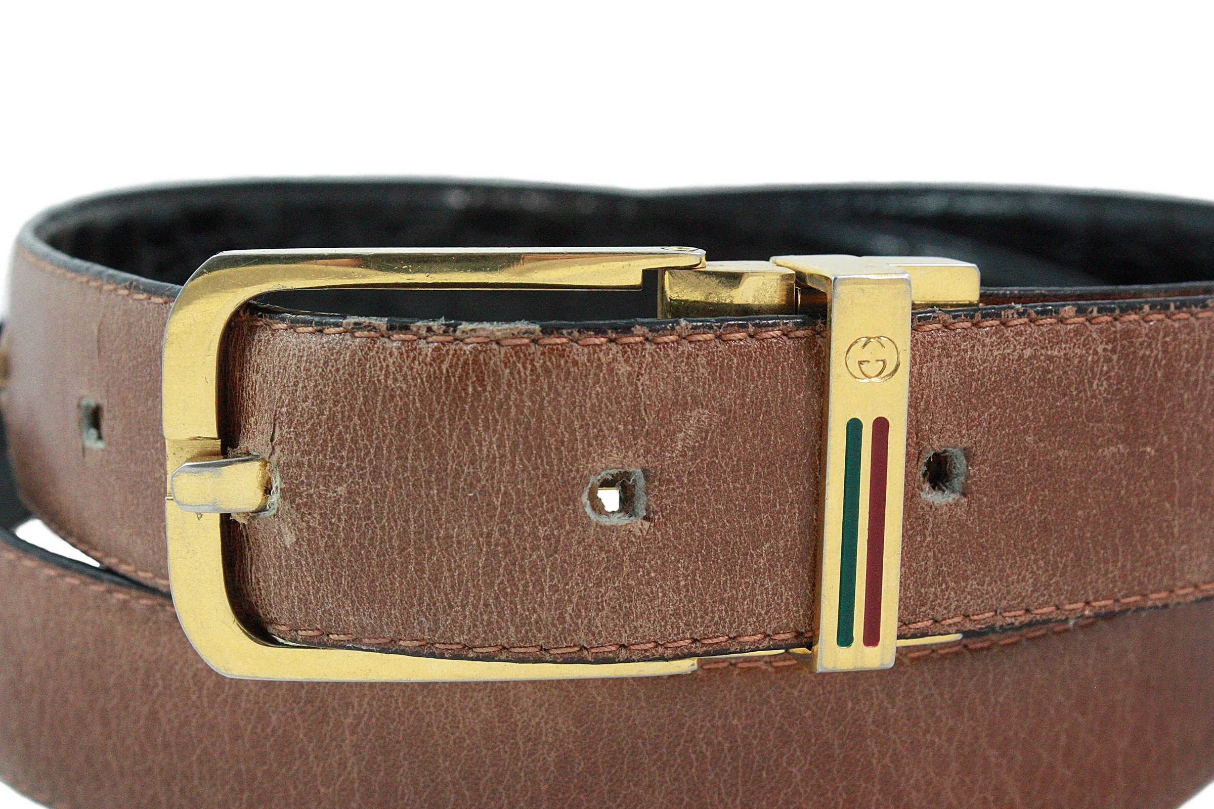 GUCCI Vintage Black & Brown Reversible Alligator Belt